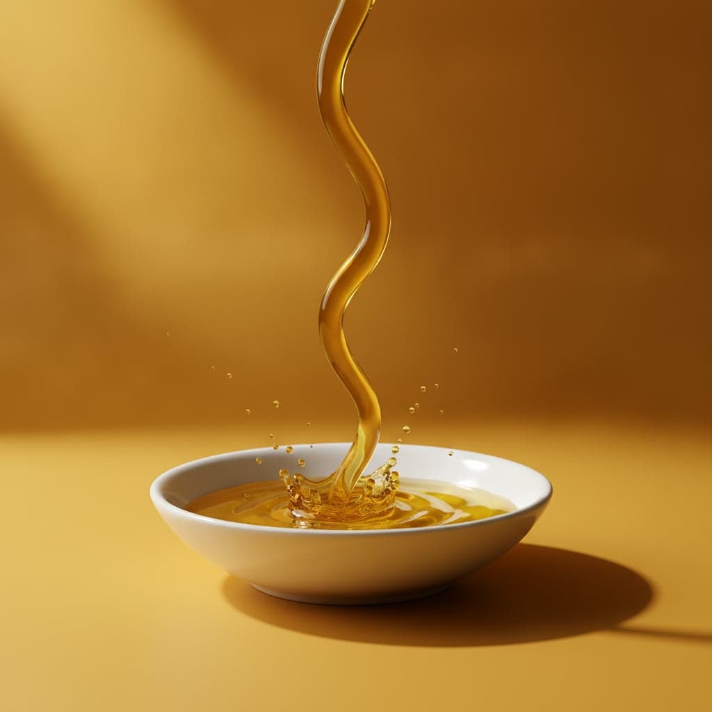 Olive oil, sea salt, butter and flour on an amber background